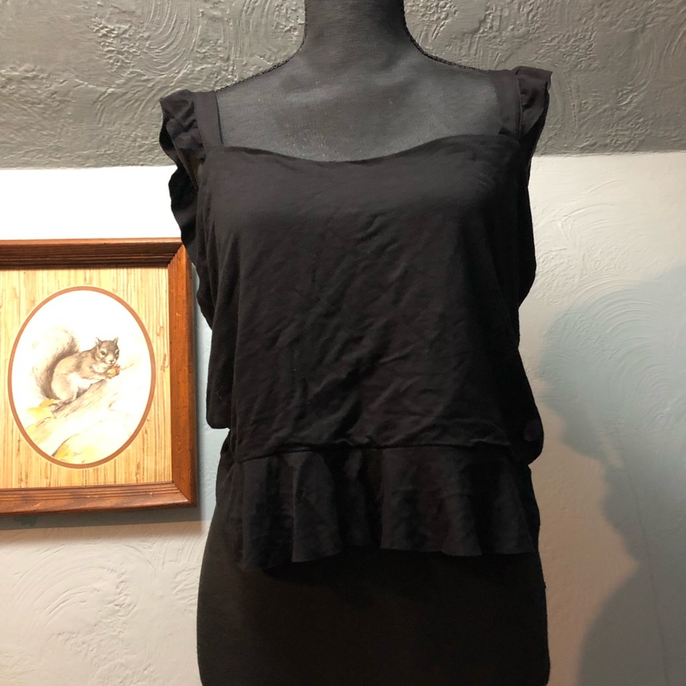 NWT Aeropostale Black Ruffled Crop Top Size XL New